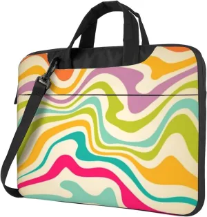 Colorful Curve Line Modern 13-15.6 Inch Laptop Bag For Man And Women, Computer Messenger Bag, Trendy Shoulder Strap Design