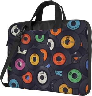 Colorful Vinyl Records Music Modern 13-15.6 Inch Laptop Bag For Man And Women, Computer Messenger Bag, Trendy Shoulder Strap Design