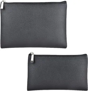 Cosmetic Bag Set, Small Makeup Bag for Purse, Large Zipper Pouch for Women, Handy Faux Leather Cosmetic Pouch for Brushes, Lipsticks, Black