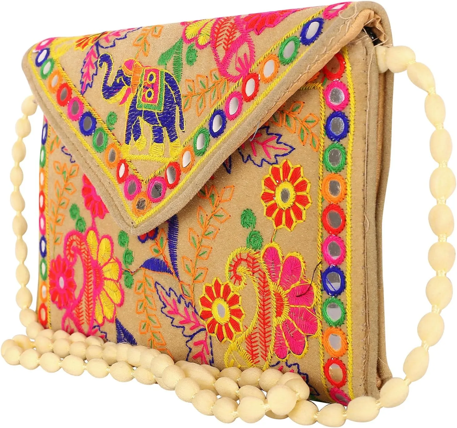 Craft Trade Clutch Bags for Women - Rajasthani Hand Embroidered Mini Crossbody Bag Women's Cluches for Wedding Party Gifts