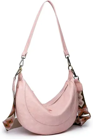 Crossbody Bags Leather Tote Bags Large Shoulder Bag Soft PU Leather Satchel Clutch Purses Hobo Handbag with Boho Strap