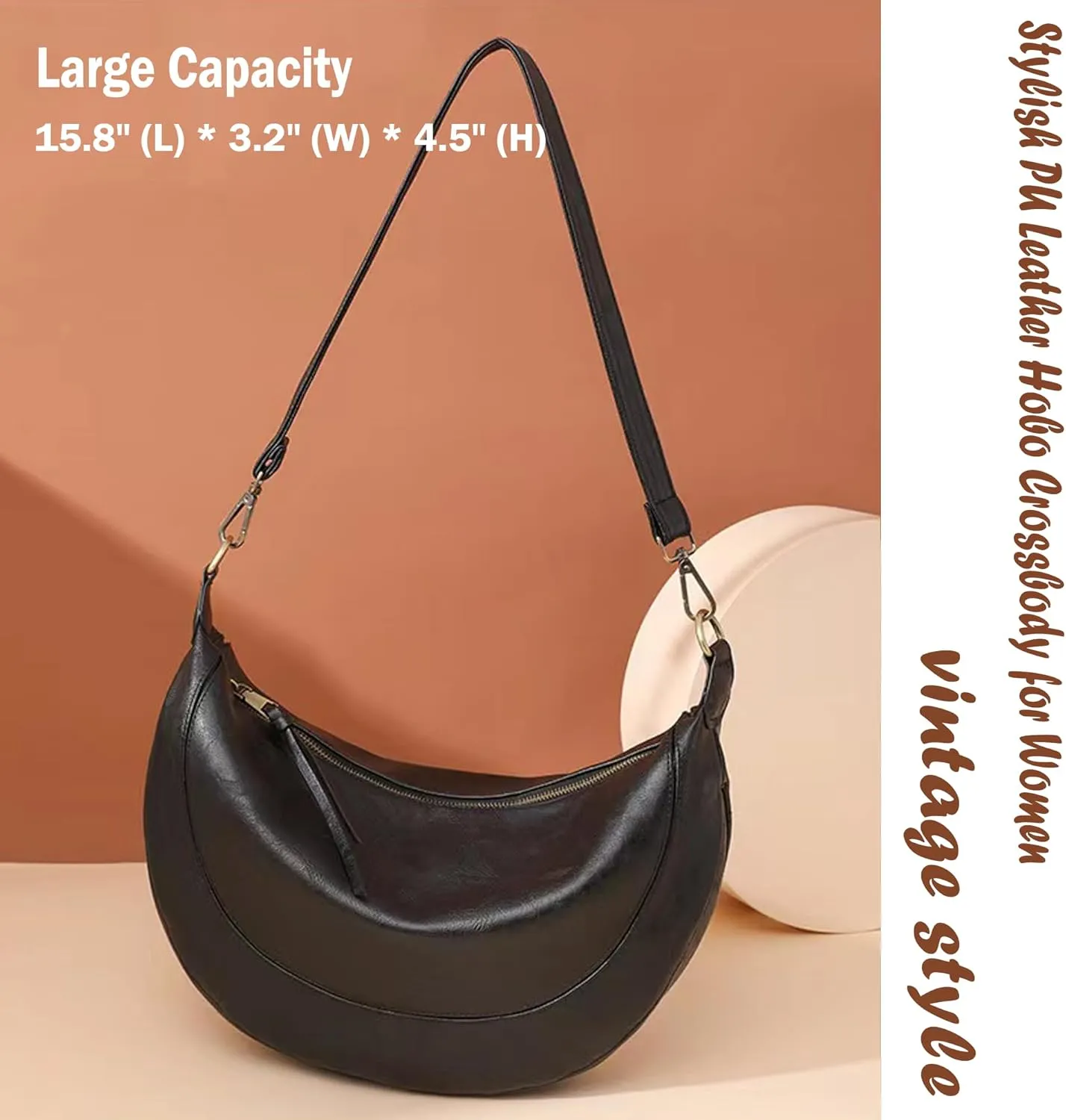 Crossbody Bags Leather Tote Bags Large Shoulder Bag Soft PU Leather Satchel Clutch Purses Hobo Handbag with Boho Strap