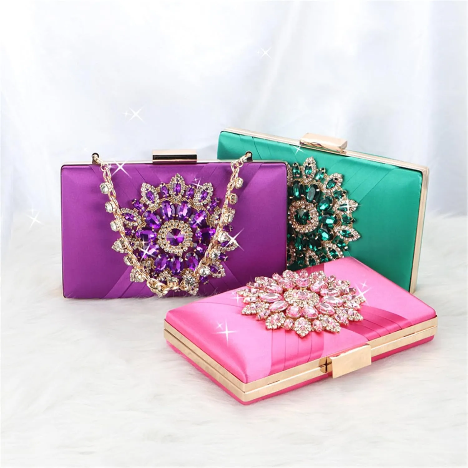 Crossbody Shoulder Bag Sunflower Rhinestone Bag Evening Bag Wedding Party Clutch Cocktail Prom Handbag with Chain