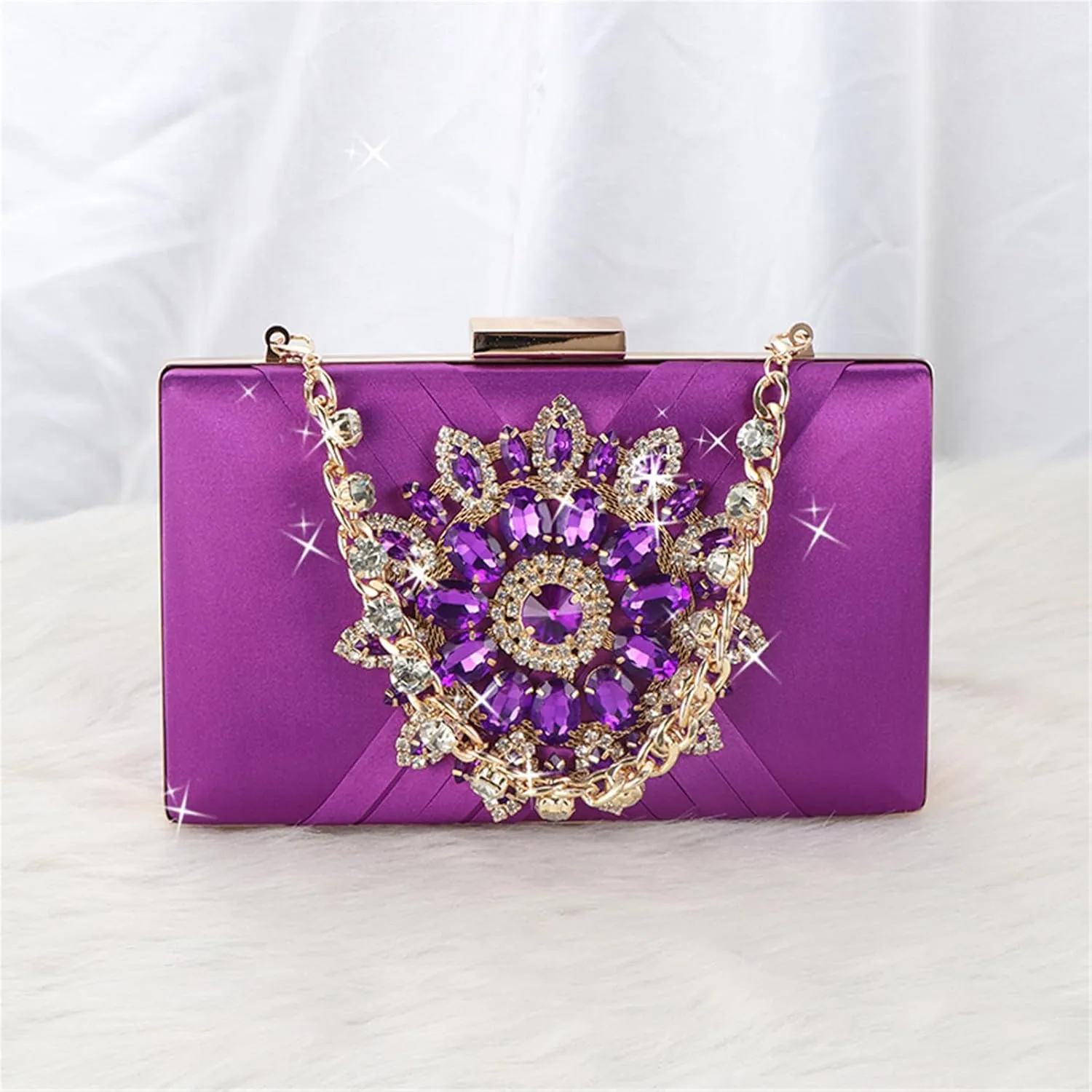 Crossbody Shoulder Bag Sunflower Rhinestone Bag Evening Bag Wedding Party Clutch Cocktail Prom Handbag with Chain