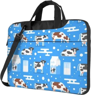 Cubes Cow Milk Pattern Modern 13-15.6 Inch Laptop Bag For Man And Women, Computer Messenger Bag, Trendy Shoulder Strap Design