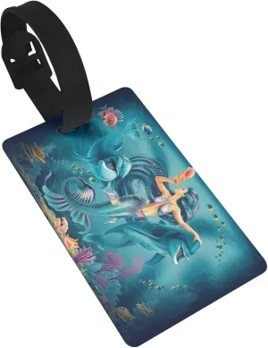 Cute Mermaid Blue Luggage Tags for Women Men Suitcases Bag Travel Backpacks Personalized Baggage Labels Identifiers