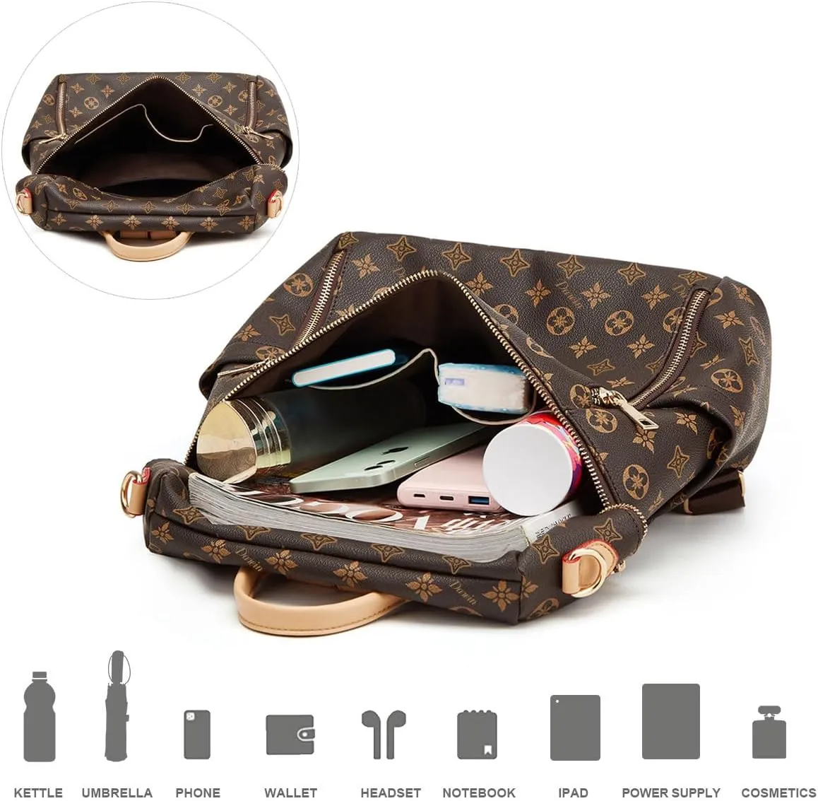 Darein Backpack Purse for Women Teacher Bag Womens Backpacks Leather Travel Backpack Fashion