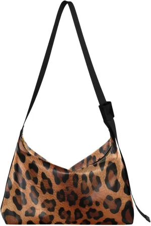Dark Yellow Leopard Tote Bag for Women Large Hobo Bags Hobo Crossbody Bags Leather Hobo Bags with Adjustable Strap for Men