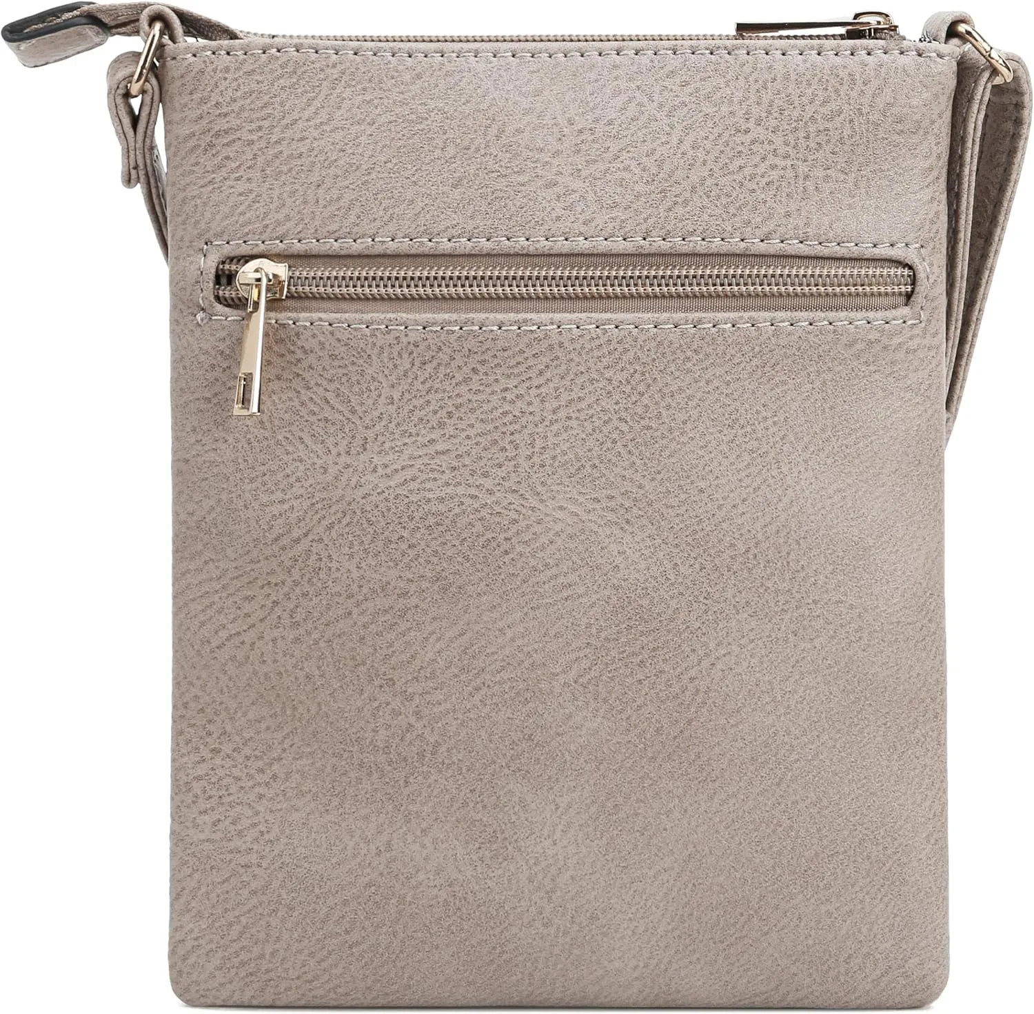 DELUXITY | Crossbody Purse Bag | Functional Multi Pocket Double Zipper Purse | Adjustable Strap | Medium Size Purse | Taupe