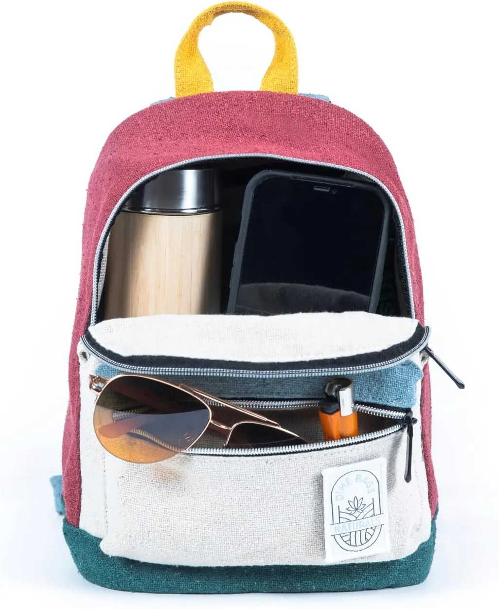 DIME BAGS Naturals | The Mystic | 100% Nepali Hemp Mini Travel Backpack (Boho Blue)