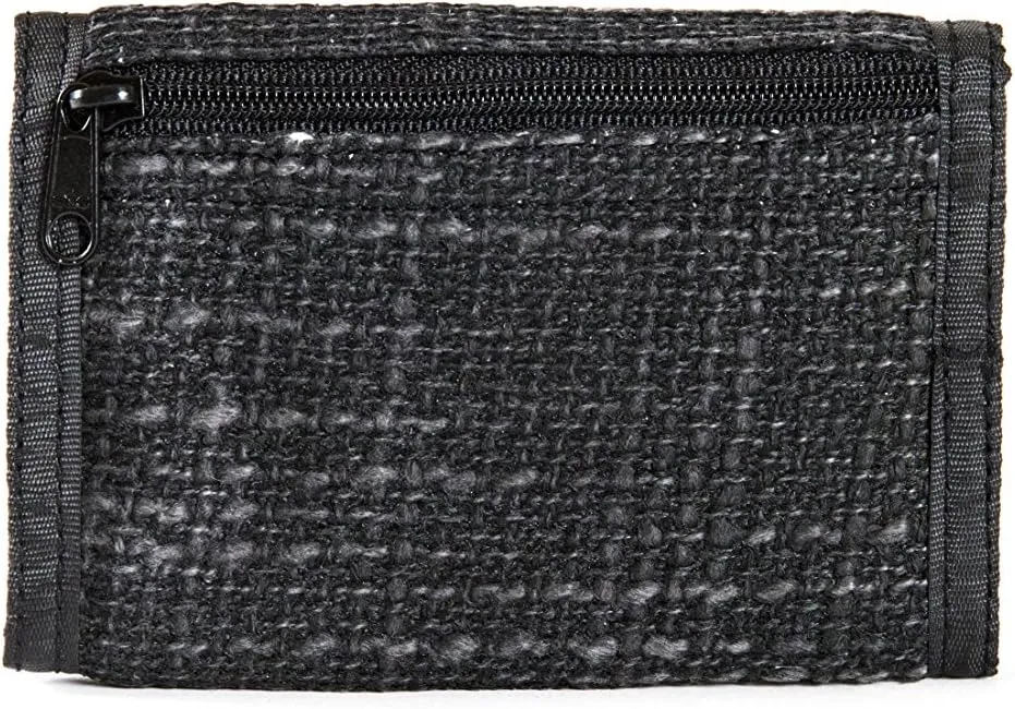 DIME BAGS Trifold Hempster Wallet - Classic Trifold Design w/Exterior and Interchangable Label (Black)