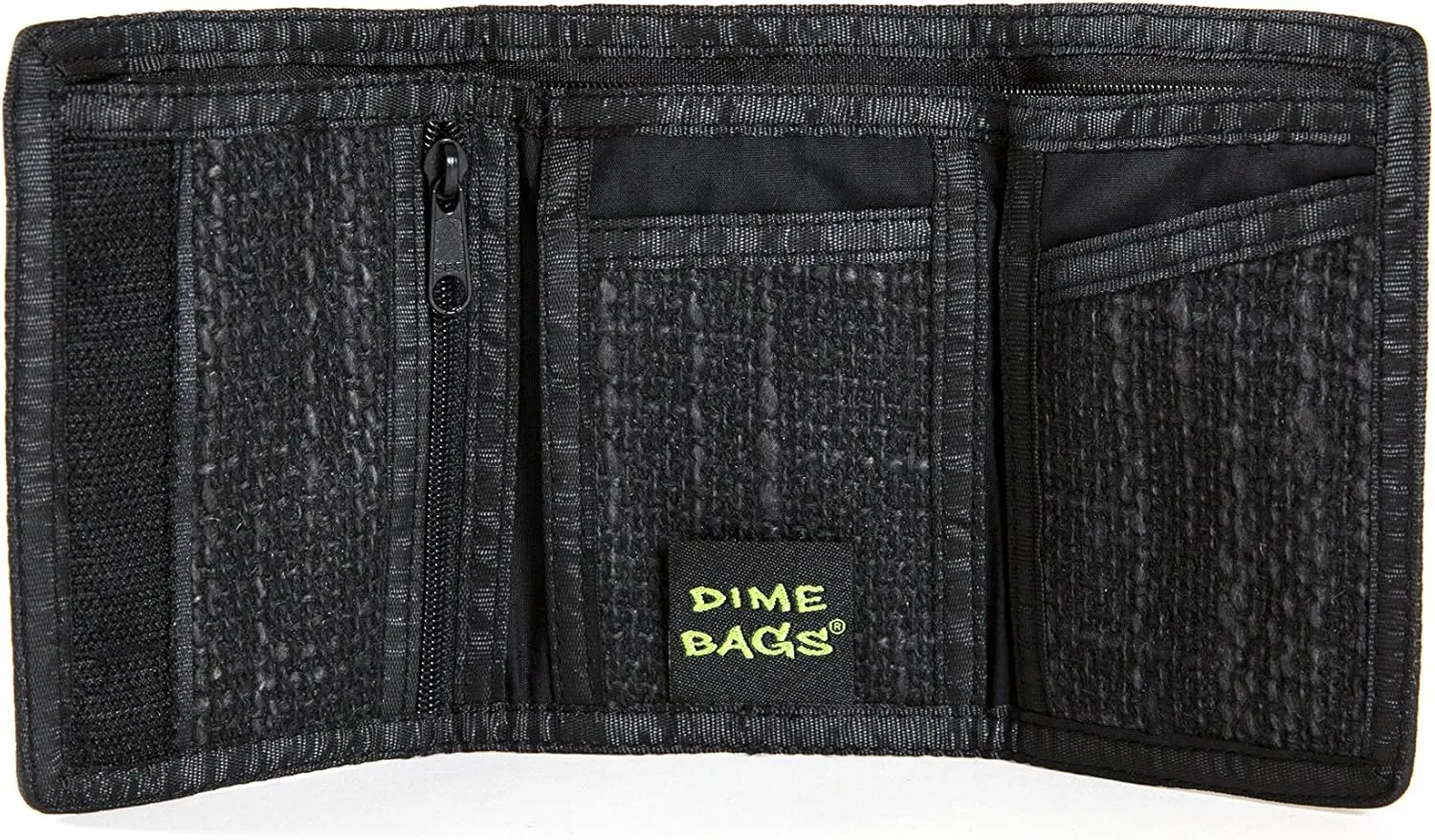DIME BAGS Trifold Hempster Wallet - Classic Trifold Design w/Exterior and Interchangable Label (Black)