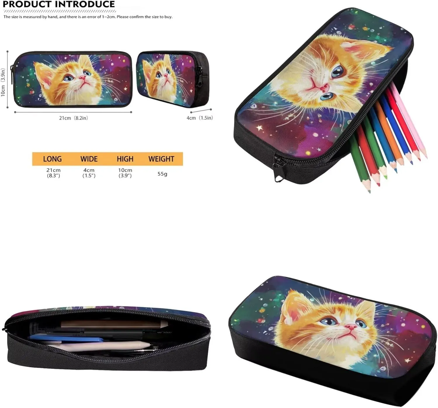 Dolyues Cat Girls School Backpack Set  17 Inch 3-Piece Bundle with Adjustable Shoulder Straps, Hidden Parent Handle & Front Zipper Pocket, Includes Insulated Lunch Bag   Polyester Pencil Case
