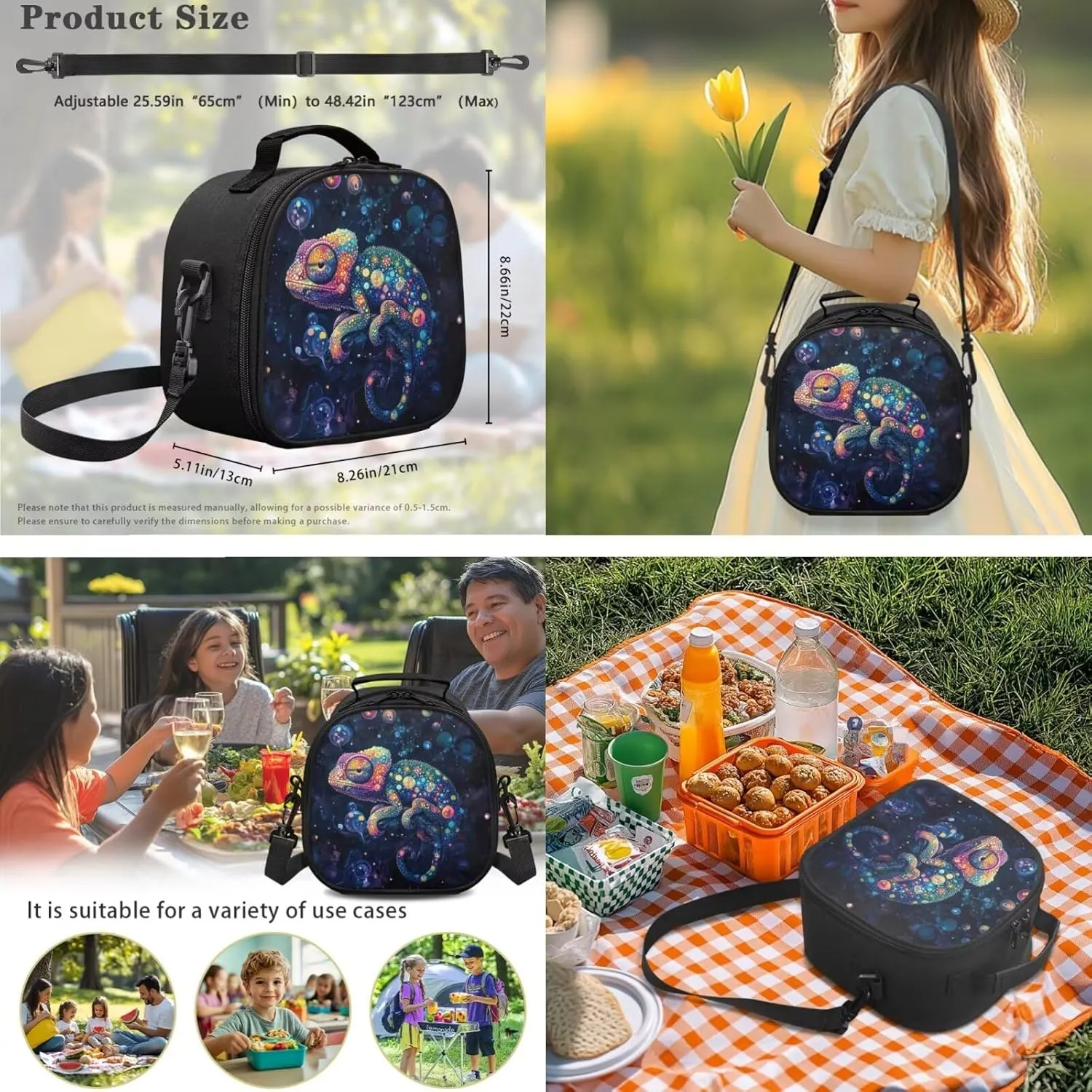 Dolyues Chameleon Backpack Bundle for Boys  Complete 3-Piece Set with Adjustable Bookbag, Insulated Lunch Tote & Zippered Pencil Pouch, Perfect for School, Travel, Day Trips