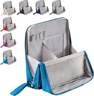 Doresty Makeup Bag, Multi-Purpose Large Capacity Oxford Cloth Standing Makeup Bag, Toiletry Bags with Compartments, Portable Large Capacity Waterproof Standing Makeup Bag (Blue)