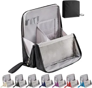 Doresty Makeup Bag, Standing Makeup Bag  Portable, Large Capacity, Waterproof Multi-Purpose Large Capacity Oxford Cloth Cosmetic Toiletry Bags, Stationery Organizer with Compartments (Black)