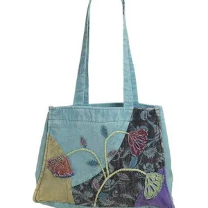 Embroidered Tote Bag with Embroidered Flower Design
