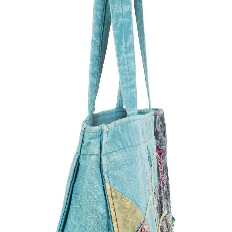 Embroidered Tote Bag with Embroidered Flower Design