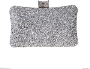 Europe and the United States popular women's bags classic box women's bags diamond encrusted clutch celebrity dinner bag(D)