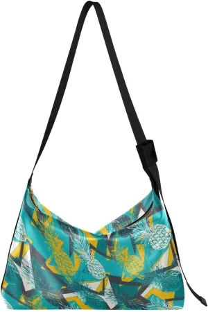 Exotic Modern Pineapples Hobo Crossbody Bags for Women Leather Large Shoulder Bag Cross Body Abstract Fruits Trendy Womens Tote Bags Handbag for Travel Shopping