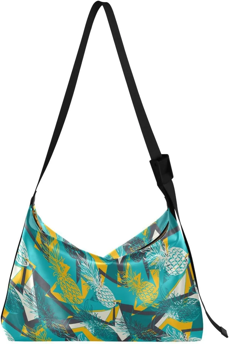 Exotic Modern Pineapples Hobo Crossbody Bags for Women Leather Large Shoulder Bag Cross Body Abstract Fruits Trendy Womens Tote Bags Handbag for Travel Shopping