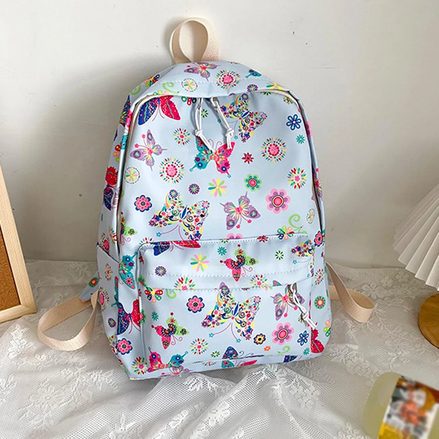 Fashion Cloth Canvas Backpack for Women Soft Rucksack Ladies Shoulder Bags Medium Antitheft Backpack for Women(Blue)
