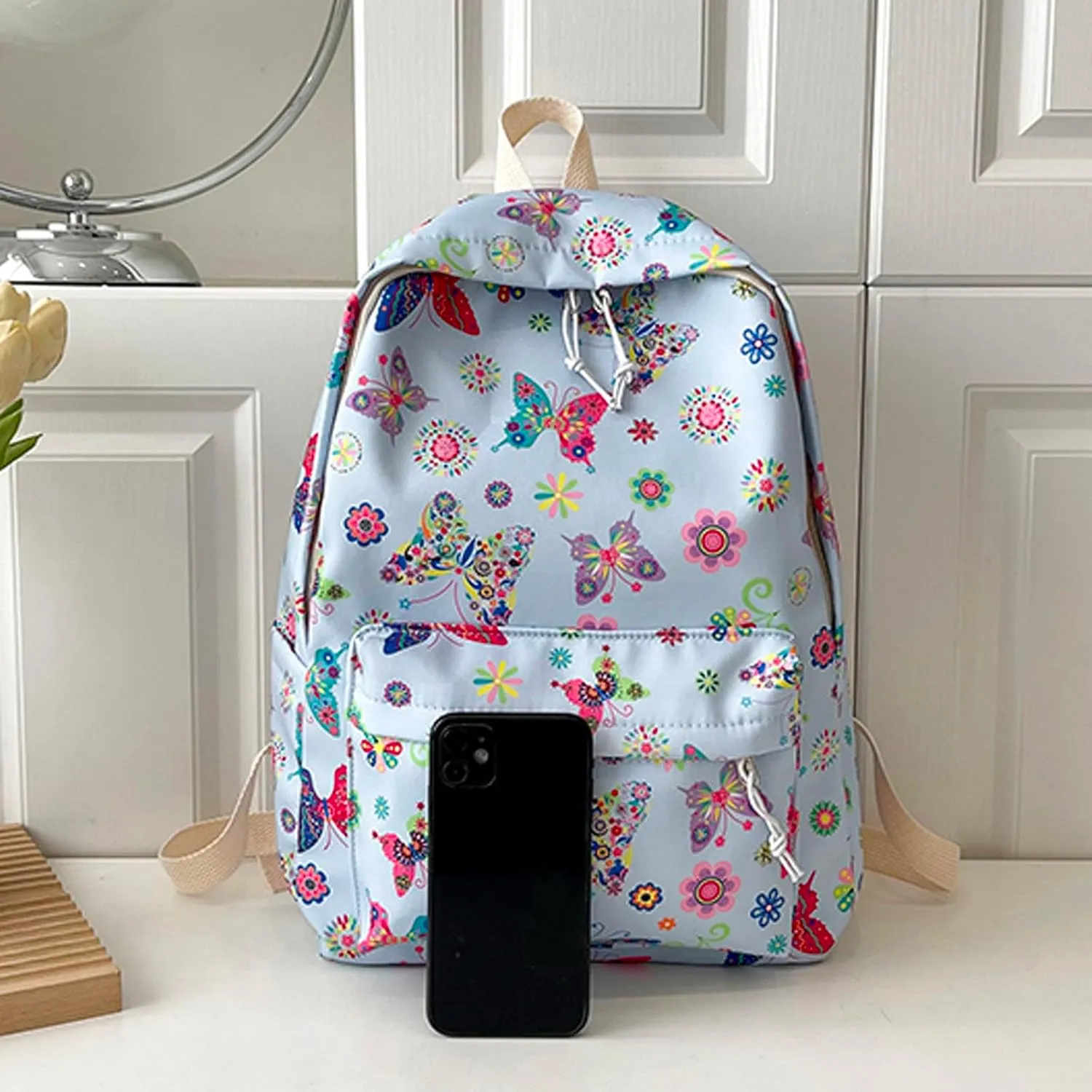 Fashion Cloth Canvas Backpack for Women Soft Rucksack Ladies Shoulder Bags Medium Antitheft Backpack for Women(Blue)