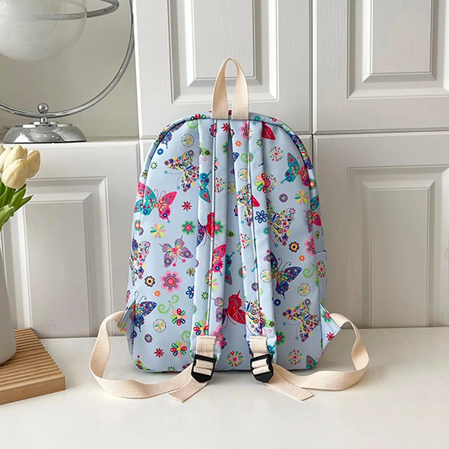Fashion Cloth Canvas Backpack for Women Soft Rucksack Ladies Shoulder Bags Medium Antitheft Backpack for Women(Blue)