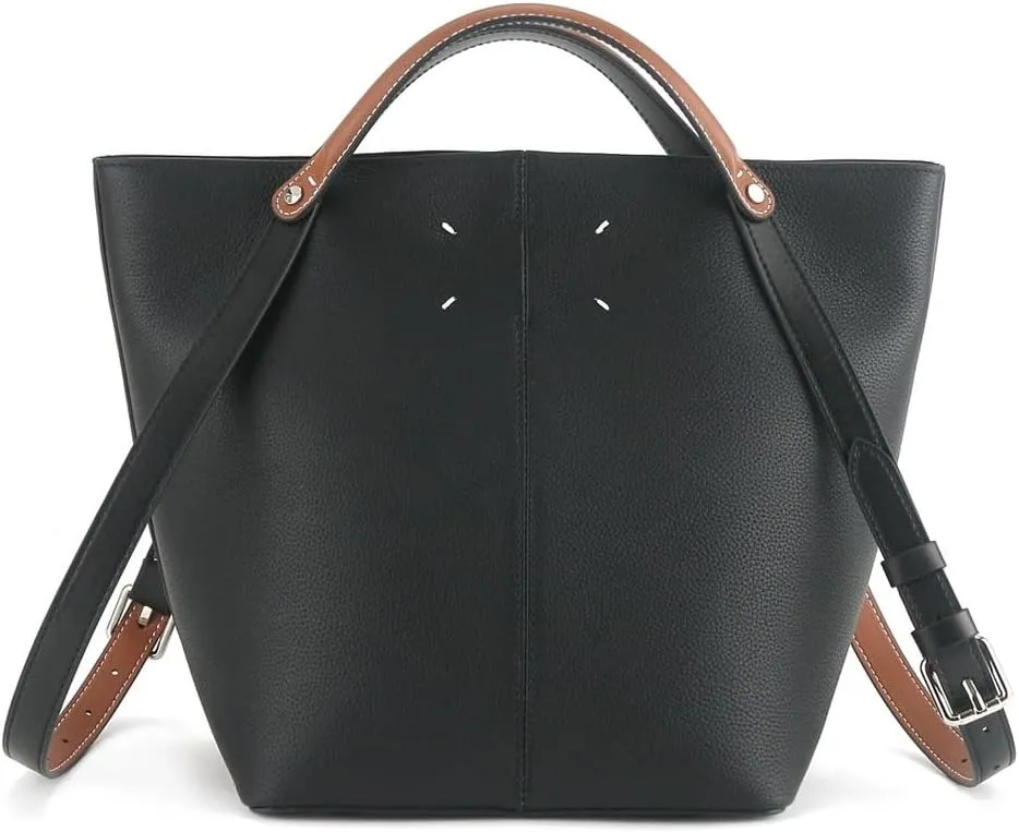 Fashion Leather Bucket Shoulder Bags Lightweight Crossbody Bag Purse,Top Handle Handbag, with Multi functional Storage