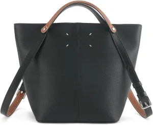 Fashion Leather Bucket Shoulder Bags Lightweight Crossbody Bag Purse,Top Handle Handbag, with Multi functional Storage