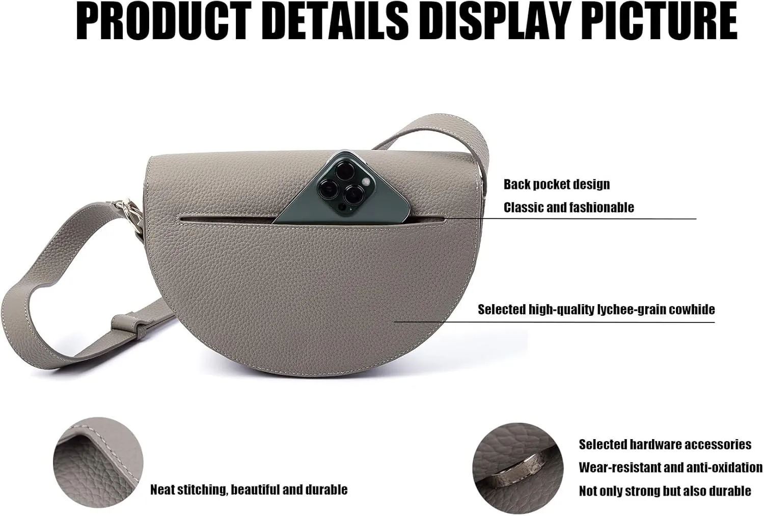 Fashion Waterproof Leather Shoulder Bags, Classic lightweight Saddle Bag Purses,Designer Underarm Bag for Women