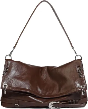Fashionable Underarm Bag PU Leather Shoulder Bags Casual Satchel Trendy Armpit Purse Evening Bag for Women Girls