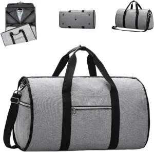 Foldable Clothing Carry on Bag,Convertible Suit Garment Duffel Bag,Waterproof Large Capacity Hang Dress Suitcase Travel Bag (Gray)