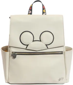 Freshly Picked Classic Mini II Diaper Bag Backpack, Wipeable Vegan Leather Disney, 8 Pockets (Mickey Mania)