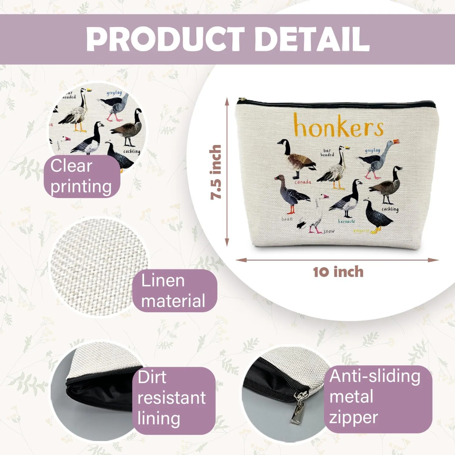 Funny Honker Bird Makeup Bag, Bird Gifts for Bird Lovers Women, Bird Watching Gifts, Bird Watcher Gifts, Woodpeckers Cosmetic Bags for Women, Bird Lover Gifts Makeup Pouch
