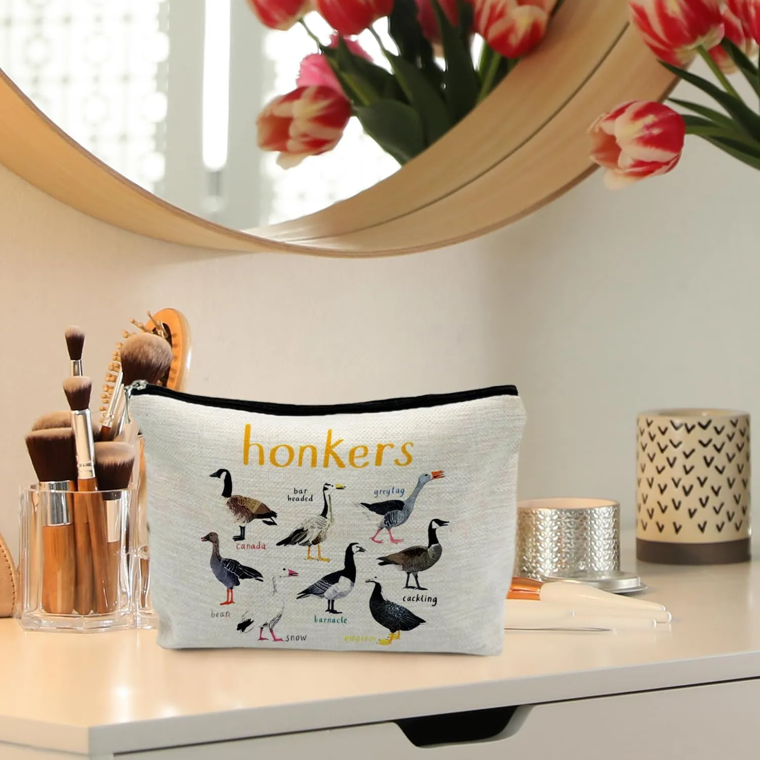 Funny Honker Bird Makeup Bag, Bird Gifts for Bird Lovers Women, Bird Watching Gifts, Bird Watcher Gifts, Woodpeckers Cosmetic Bags for Women, Bird Lover Gifts Makeup Pouch