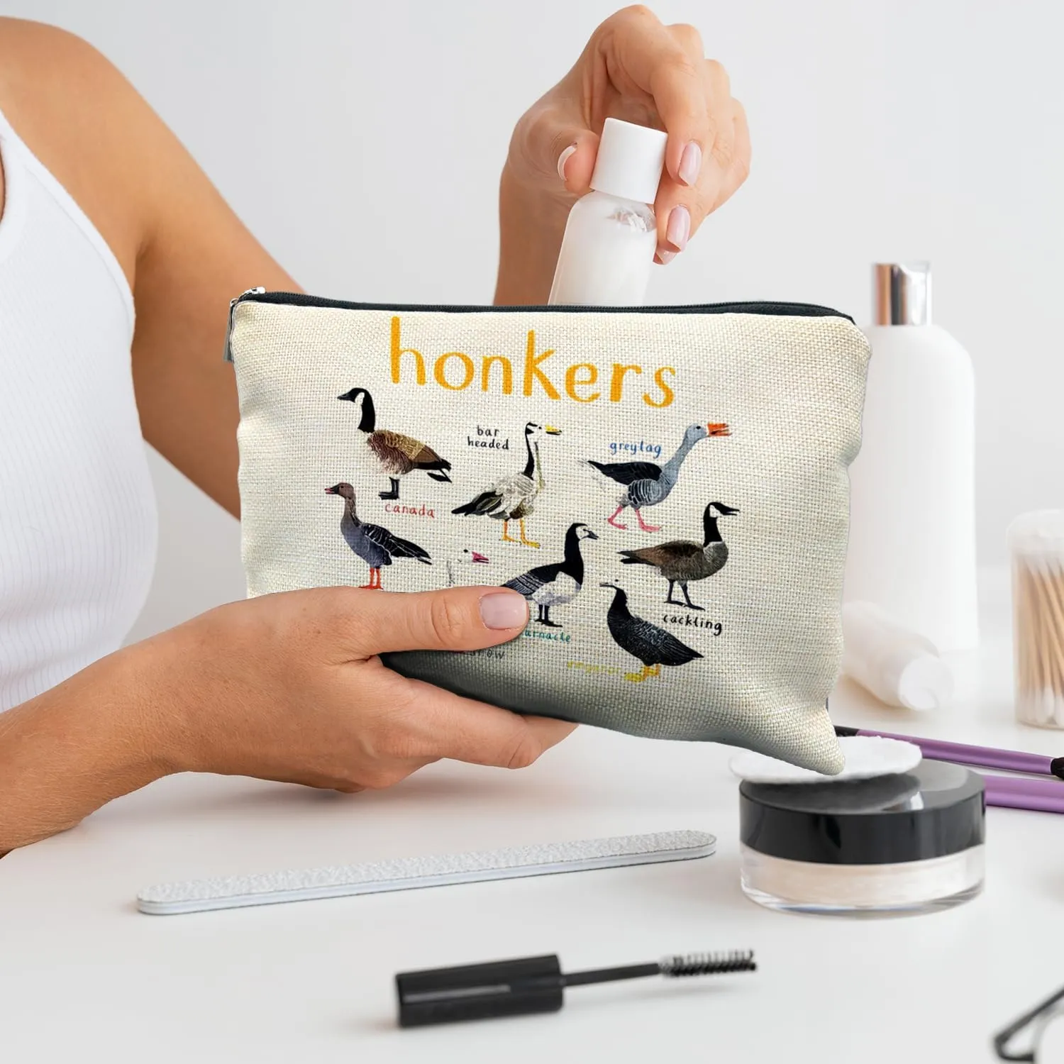 Funny Honker Bird Makeup Bag, Bird Gifts for Bird Lovers Women, Bird Watching Gifts, Bird Watcher Gifts, Woodpeckers Cosmetic Bags for Women, Bird Lover Gifts Makeup Pouch