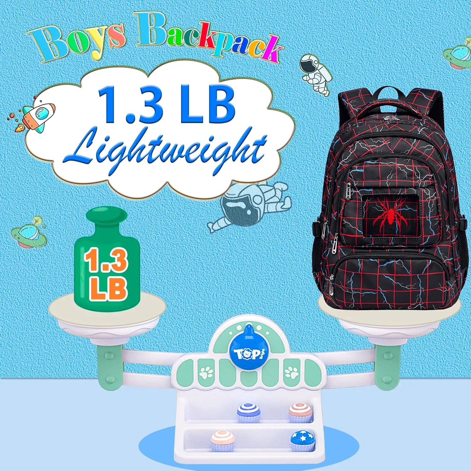 FunnyGifts Boys Backpacks with Lunch Box for Kids School Bookbag with Lunch Bag for Elementary Kindergarten Preschool Sticker for Backpacks Mochila Para Nios 4 5 6 7 8 9 10 11 12
