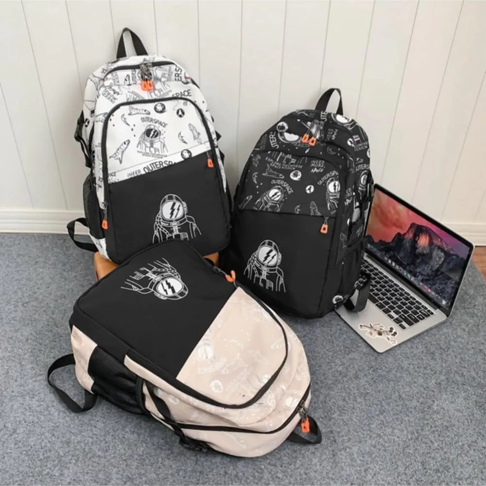 FUNSEED Men's Nylon Backpack Large Capacity Laptop Backpack Waterproof Wearable Portable Backpacks (Black)