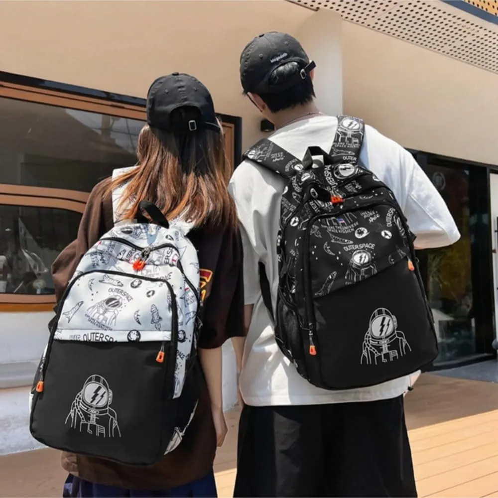 FUNSEED Men's Nylon Backpack Large Capacity Laptop Backpack Waterproof Wearable Portable Backpacks (Black)