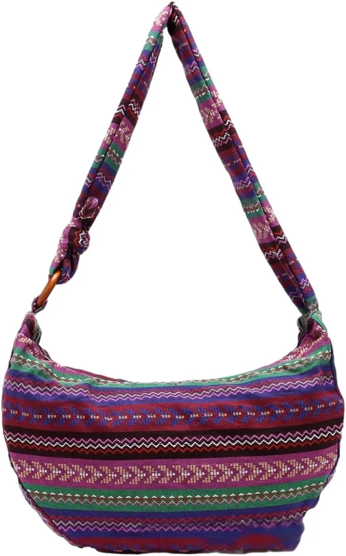 GK-O Thai Hippie Boho Hobo Sling Shoulder Crossbody Bag Purse Ethnic Boho Lined