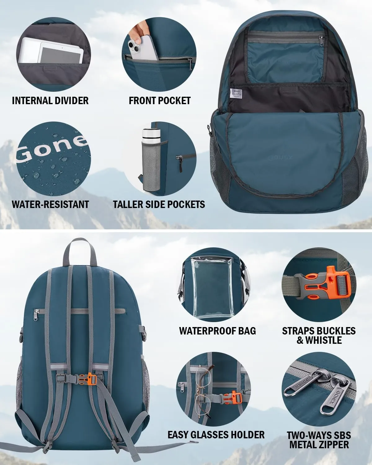 Gonex 30L Ultra Lightweight Packable Backpack, Handy Foldable Daypack for Camping Outdoor Travel Cycling Backpacking