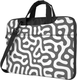 Grey Gray White Modern 13-15.6 Inch Laptop Bag For Man And Women, Computer Messenger Bag, Trendy Shoulder Strap Design