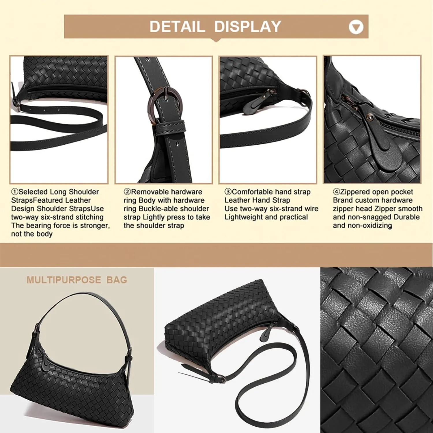 Handbags Shoulder Bags for Women Small Bags Women's Woven Tote Bag Crossbody Handbag Travel Hand Bag Purse Hobo