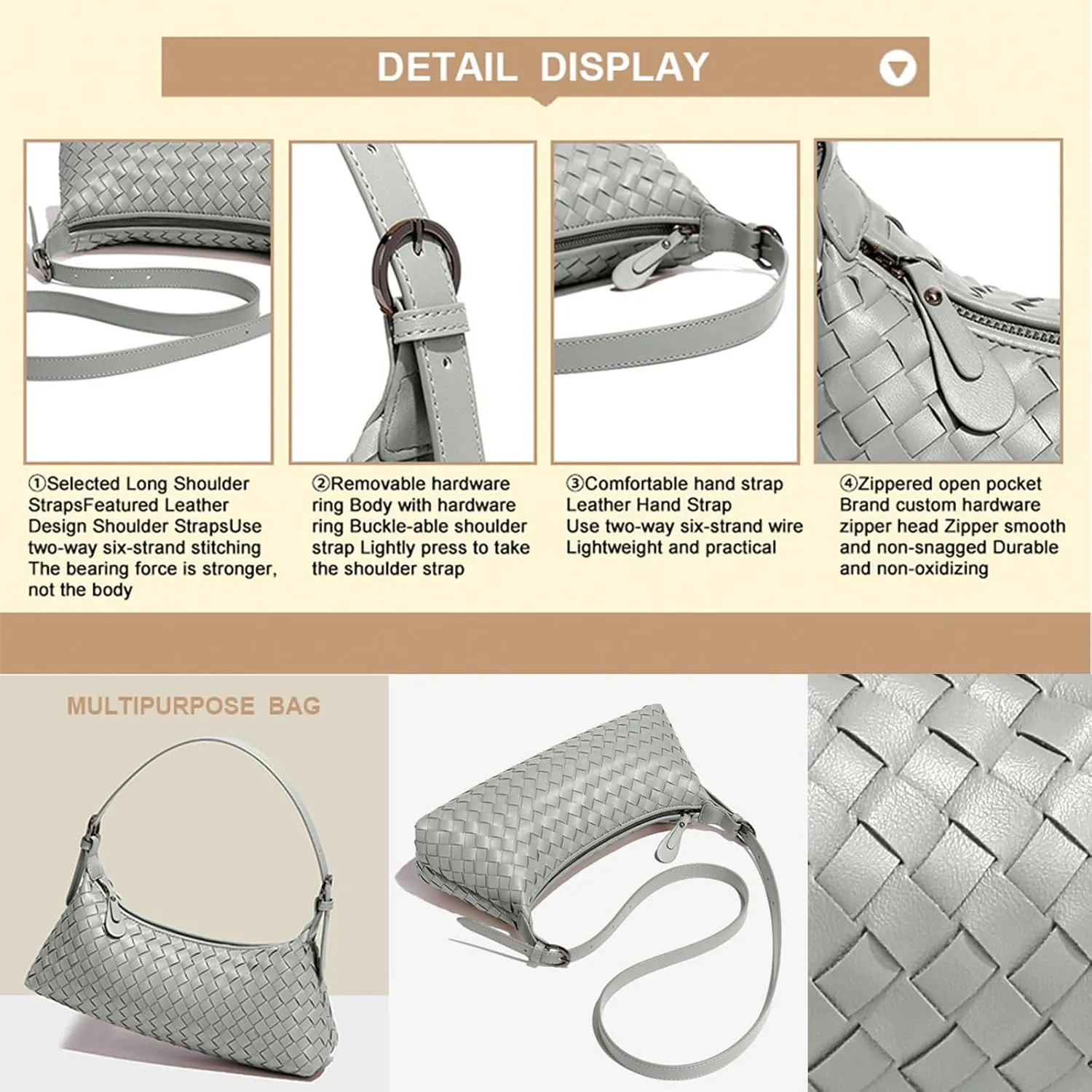 Handbags Shoulder Bags for Women Small Bags Women's Woven Tote Bag Crossbody Handbag Travel Hand Bag Purse Hobo