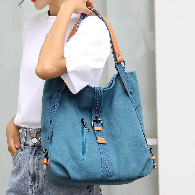 Handbags Wallets Canvas Shoulder Bags Women's Beach Bags Casual School Hobo Bags Convertible Backpacks (Black)