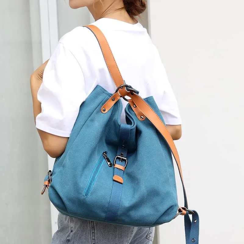 Handbags Wallets Canvas Shoulder Bags Women's Beach Bags Casual School Hobo Bags Convertible Backpacks (Black)