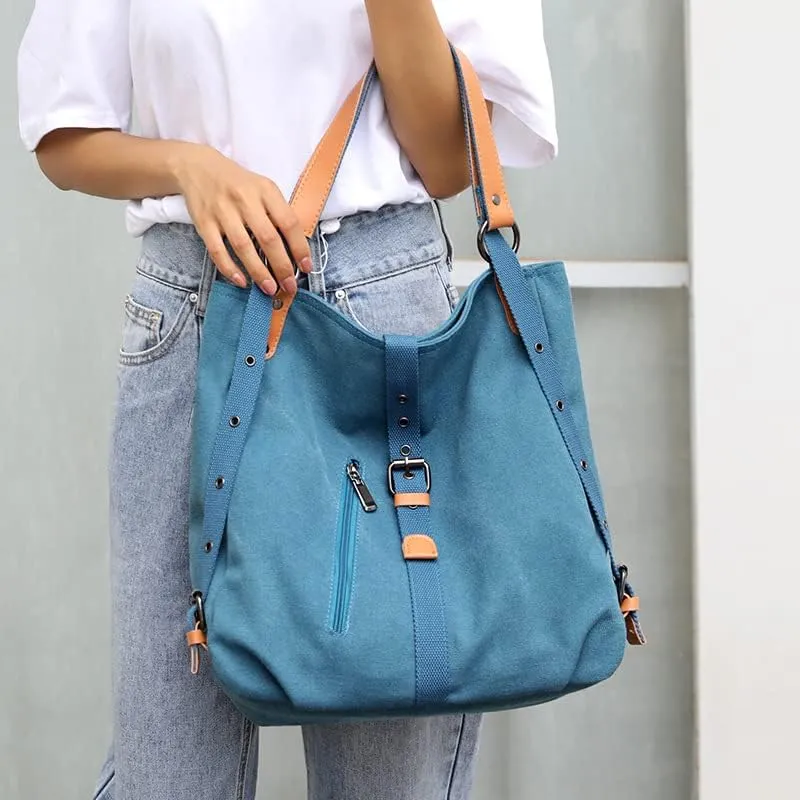 Handbags Wallets Canvas Shoulder Bags Women's Beach Bags Casual School Hobo Bags Convertible Backpacks (Black)