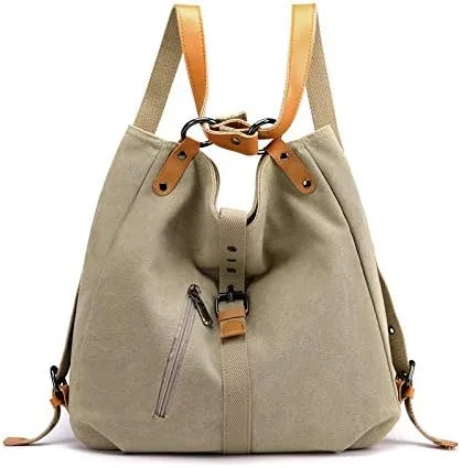 Handbags Wallets Canvas Shoulder Bags Women's Beach Bags Casual School Hobo Bags Convertible Backpacks (Dark brown)