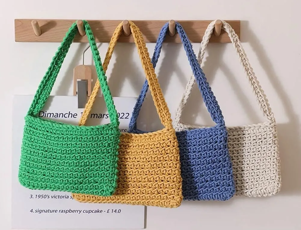 Handcrafted Crochet Cotton Handwoven Boho Knit Beach Shoulder & Tote Bag for Women Summer Vacation Essential